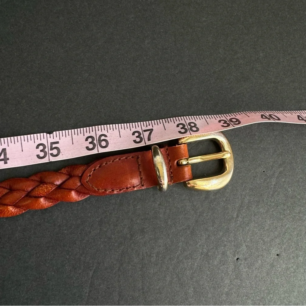 Woven Brown Leather Belt Braided Gold Buckle Dockers Unisex Mens‎ Womens Large